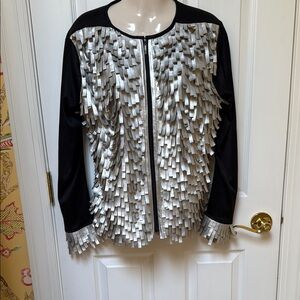 Weavz: Fancy jacket: Silver Fringe, black Jacket Medium